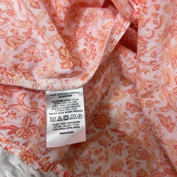 Ann Taylor LOFT Jungle Ruffle Neck Poet Blouse Womens LRG Orange Prairie Cottage - Picture 8 of 9